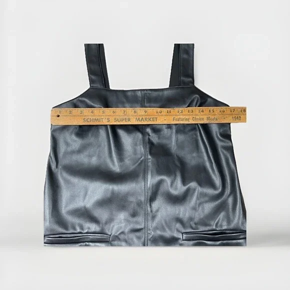 Abercrombie & Fitch Black Faux Leather Sleeveless Mini Dress Size Medium - Picture 2 of 8